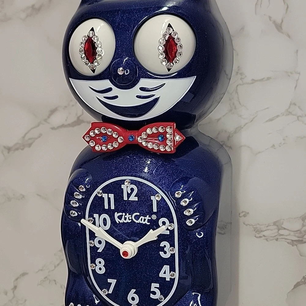 Rare Jeweled Red, White & Galaxy Blue Kit-Cat Klock LIMITED EDITION - Picture 7 of 16